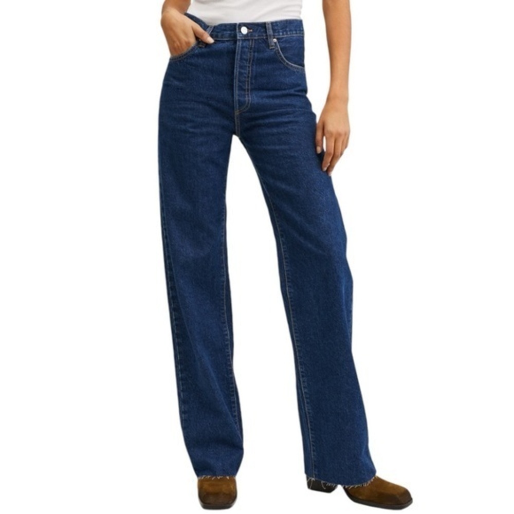 NWT Mango Nora High Waist Wide Leg Jean size 14 in Dark Wash